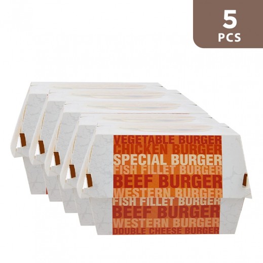 Hotpack Paper Printed Burger Box Large 5 Pieces - delivered by Taw9eel Fast
