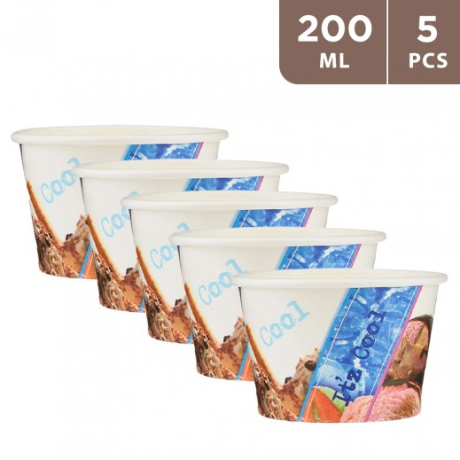 Hotpack Paper Ice Cream Cup 200 ml 5 Pieces - delivered by Taw9eel Fast