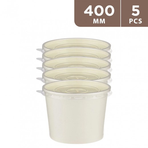 Hotpack Paper Soup Bowl With Lid 400 ML 5 Pieces