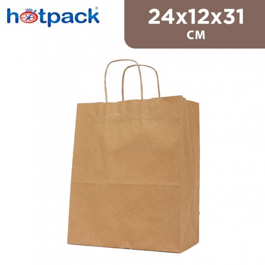 Hotpack Brown Kraft Paper Bag With Twisted Handle 24 x 12 x 31 CM