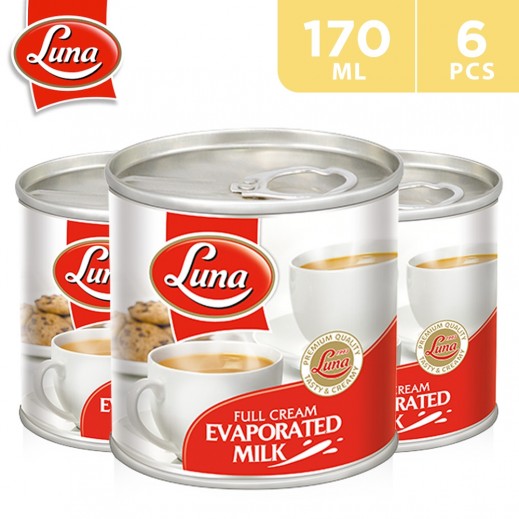 Buy Luna Full Cream Evaporated Milk 6 x 170 ml توصيل