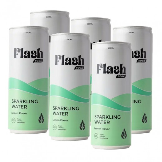 Flash Soda Lemon Sparkling Water 6×250 ml  - delivered by Taw9eel Fast