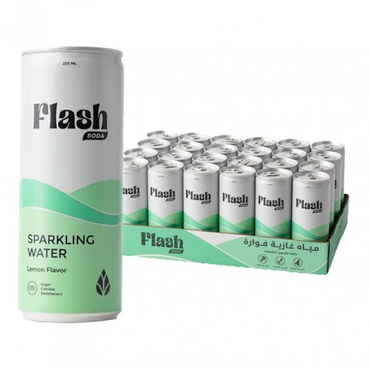 Flash Soda Lemon Sparkling Water 24×250 ml   - delivered by Taw9eel Fast