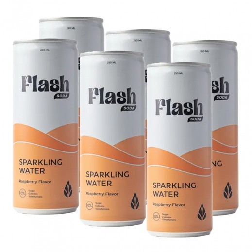 Flash Soda Raspberry Sparkling Water 6×250 ml - delivered by Taw9eel Fast