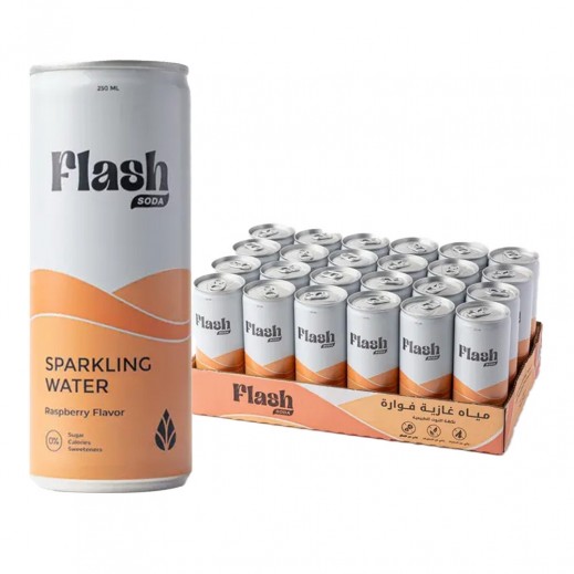 Flash Soda Raspberry Sparkling Water 24×250 ml  - delivered by Taw9eel Fast