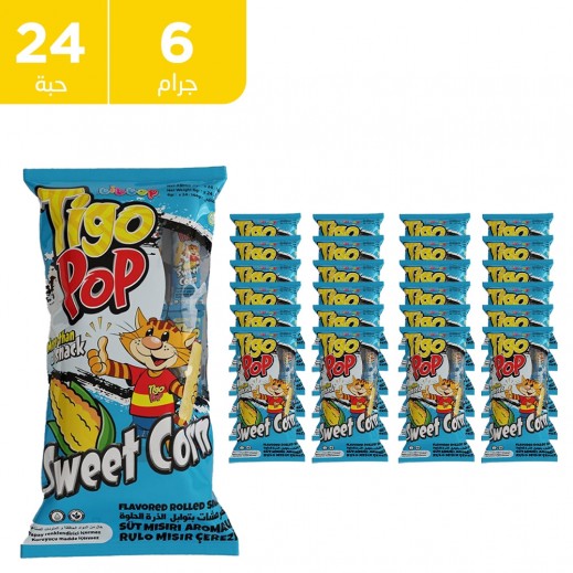 Tigo Pop Sweet Corn Flavored Rolled Roasted Corn Snack 24×6 g - delivered by Taw9eel Fast