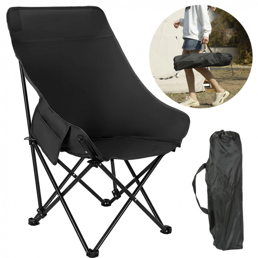 Folding Backpack Beach Chair Black