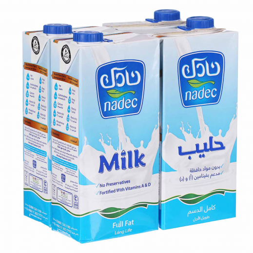 Nadec Long Life Full Fat Milk 4 × 1 L - delivered by Taw9eel Fast