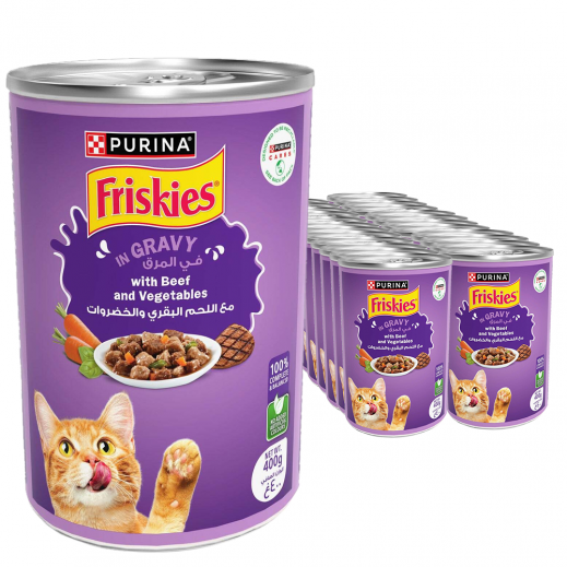 Purina Friskies Wet Cat Food with Beef and Vegetables in Gravy 24 x 400 g