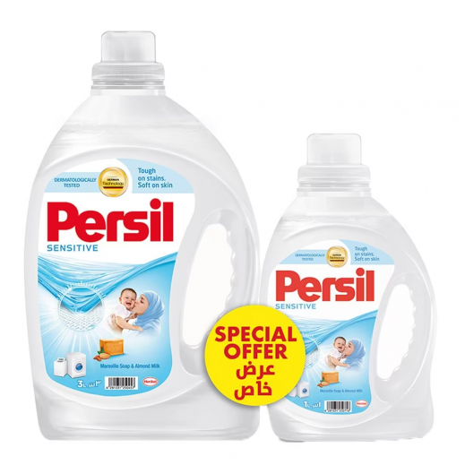 Persil Sensitive Detergent Gel 3 L + 1 L Free