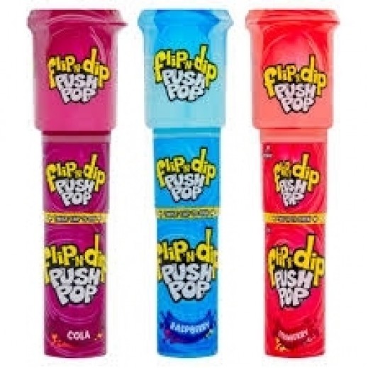 Topps Push Pop Flip Dip Strawberry or Cola or Raspberry Candy 25g
