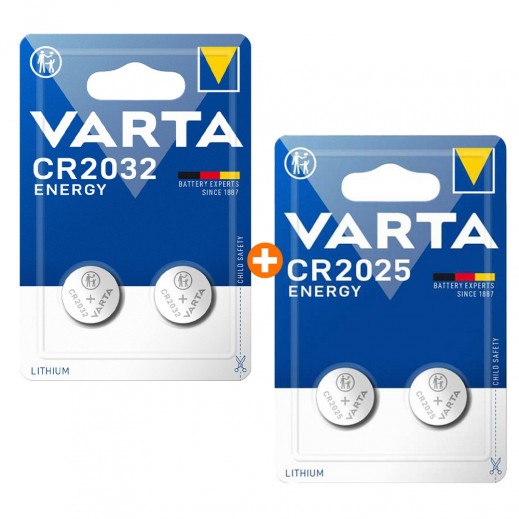 Varta Energy Lithium Coin CR2032 Batteries 2 Pieces  + Energy Lithium Coin CR2025 Batteries 2 Pieces 