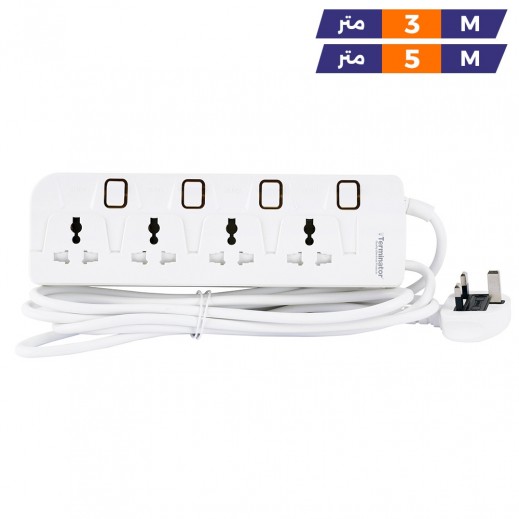 Terminator Universal 4 Way Power Extension Socket 