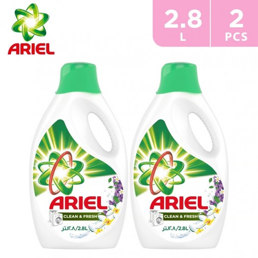 Ariel Clean & Fresh Laundry Liquid Detergent 2 x 2.8 L