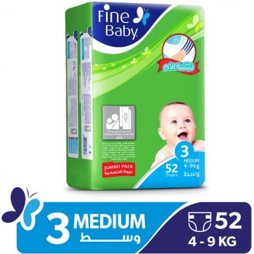 Fine Baby Diapers Medium Stage 3 (4-9 Kg) 52 Pieces