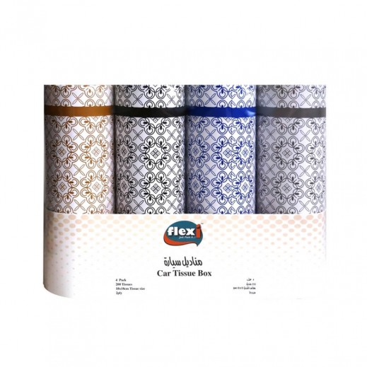Flexi Car 2 Ply Tissue Box 18 x 18 cm 4 x 200 Tissues - delivered by Taw9eel Fast
