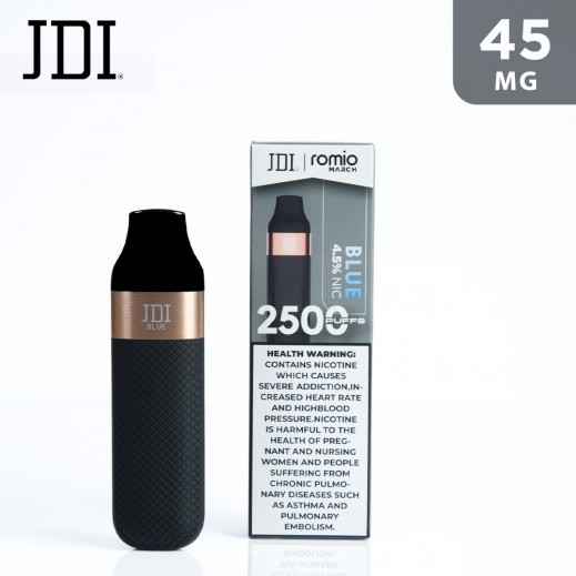 JDI Romio March 4.5% Nicotine 45 mg Vape Blue - 2500 Puffs - delivered by Taw9eel Fast