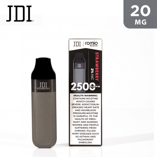 JDI Romio March 2% Nicotine 20 mg Vape Strawberry - 2500 Puffs - delivered by Taw9eel Fast
