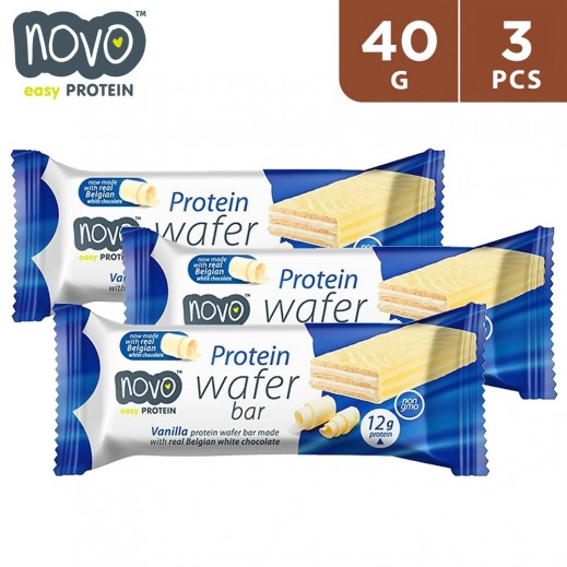 Novo Protein Vanilla Wafer Bar 3 x 40 g - delivered by Taw9eel Fast