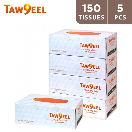 Taw9eel Essentials Facial Tissues 150 x 2 Ply - 5 Pieces - delivered by Taw9eel Fast