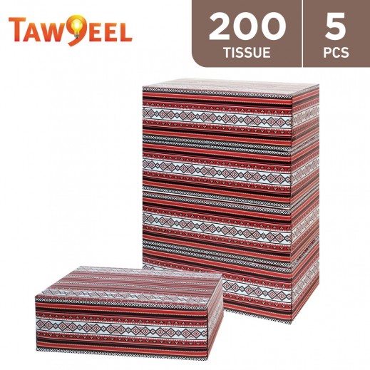 Taw9eel Essentials Facial Tissues Deewania 200 x 2 Ply - 5 Pieces - delivered by Taw9eel Fast