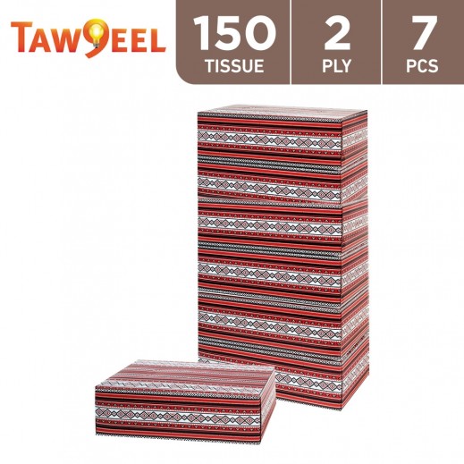 Taw9eel Essentials Facial Tissues Deewania Design 150 x 2 Ply (7 Boxes) - delivered by Taw9eel Fast