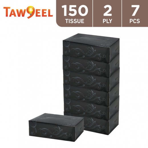 Taw9eel Essentials Facial Tissues Black Design 150 x 2 Ply (7 Boxes) - delivered by Taw9eel Fast