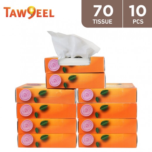 Taw9eel Essentials Car Facial Tissues - Orange 70 x 2 Ply (10 Boxes) - delivered by Taw9eel Fast