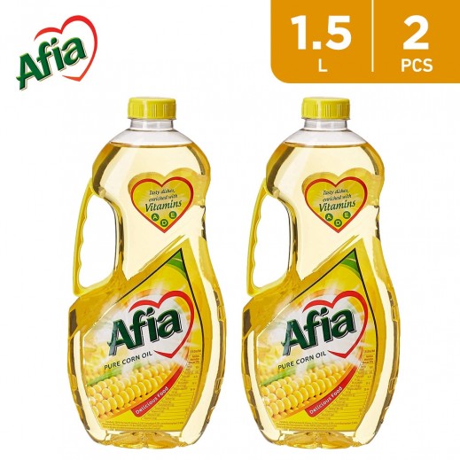 Afia Pure Corn Oil 2 x 1.5 L - delivered by Taw9eel Fast