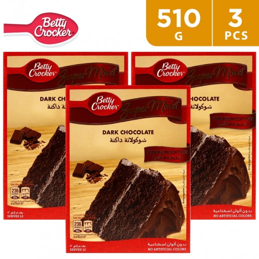 Betty Crocker Super Moist Dark Chocolate Cake Mix 3 x 510 g - delivered by Taw9eel Fast