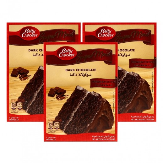 Betty Crocker Super Moist Dark Chocolate Cake Mix 3 x 510 g - delivered by Taw9eel Fast