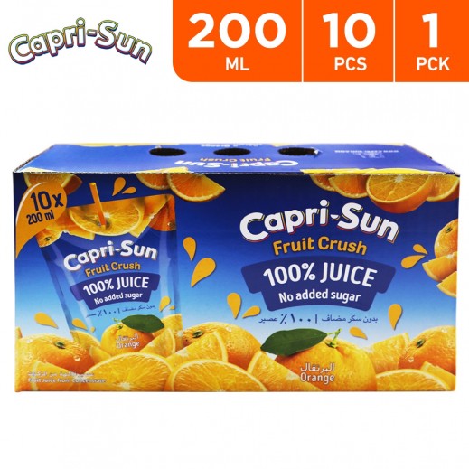 Capri Sun No Added Sugar 100% Fruit Crush Orange Juice 10 x 200 ml - delivered by Taw9eel Fast