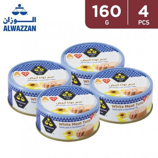 Al Wazzan White Meat Tuna In Sunflower Oil 4 x 160 g - delivered by Taw9eel Fast