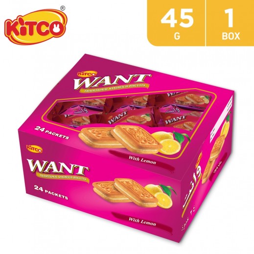Kitco Want Sandwich Biscuits with Lemon 45 g (24 Packets) - delivered by Taw9eel Fast