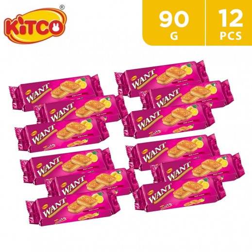 Kitco Want Sandwich Biscuits with Lemon (12 x 90 g) - delivered by Taw9eel Fast