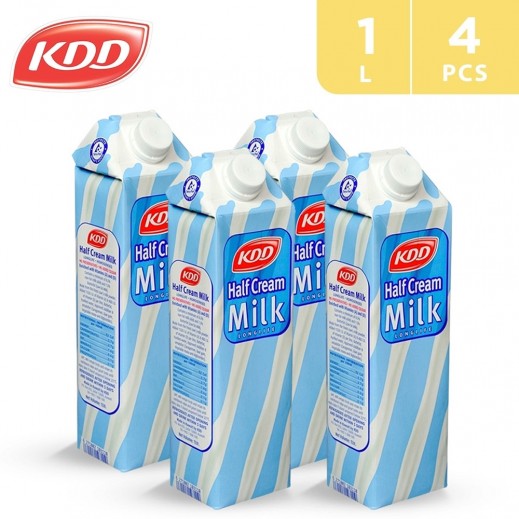 KDD Long Life Milk Half Cream 4 x 1 L - delivered by Taw9eel Fast