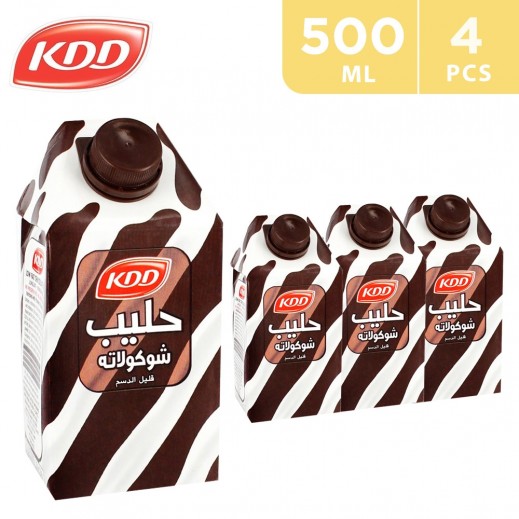 KDD Chocolate Flavour Milk Low Fat 4 x 500 ml - delivered by Taw9eel Fast