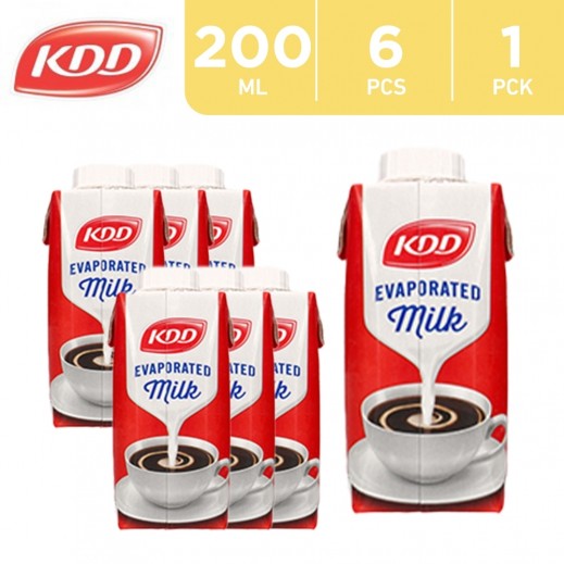 KDD Evaporated Milk 6 x 200 ml - delivered by Taw9eel Fast