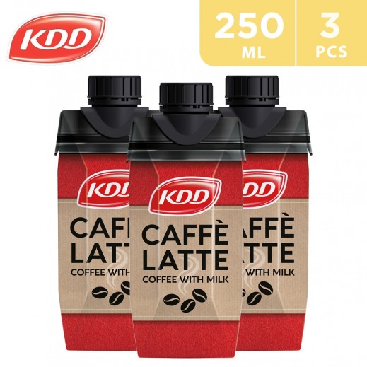 KDD Caffe Latte Coffee With Milk 3 x 250 ml - delivered by Taw9eel Fast