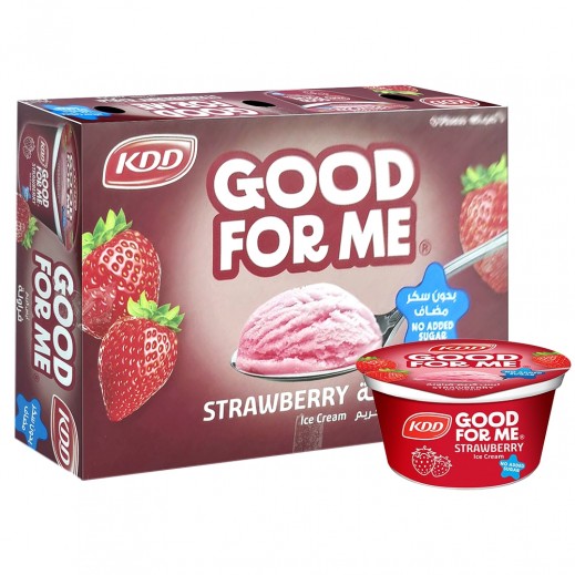 KDD Good For Me Sugar Free Strawberry Ice Cream Cup 167 ml (5 + 1 Free) - delivered by Taw9eel Fast