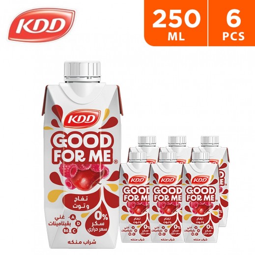 KDD No Sugar Added Good For Me Apple & Raspberry Flavored Juice 6×250 ml - delivered by Taw9eel Fast