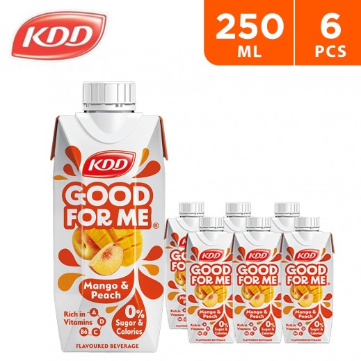 KDD No Sugar Added Good For Me Mango & Peach Flavored Juice 6×250 ml - delivered by Taw9eel Fast
