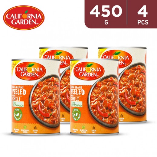 California Garden Peeled Fava Beans With Chili Can 4 x 450 g - delivered by Taw9eel Fast