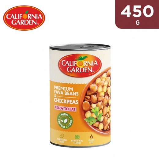 California Garden Gluten Free Premium Fava Beans & Chick peas Can 450 g - delivered by Taw9eel Fast