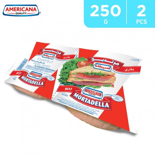 Americana Beef Mortadella Plain Slices Dual Pack 250 g - delivered by Taw9eel Fast
