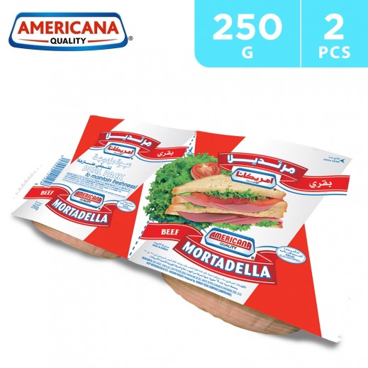 Americana Beef Mortadella Slices with Olives Dual Pack 250 g - delivered by Taw9eel Fast