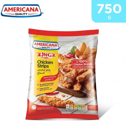 Americana Frozen Hot Chicken strips 750 g - delivered by Taw9eel Fast