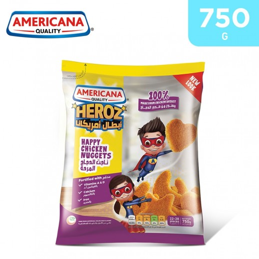 Americana Frozen Heroz Happy Chicken Nuggets 750 g - delivered by Taw9eel Fast