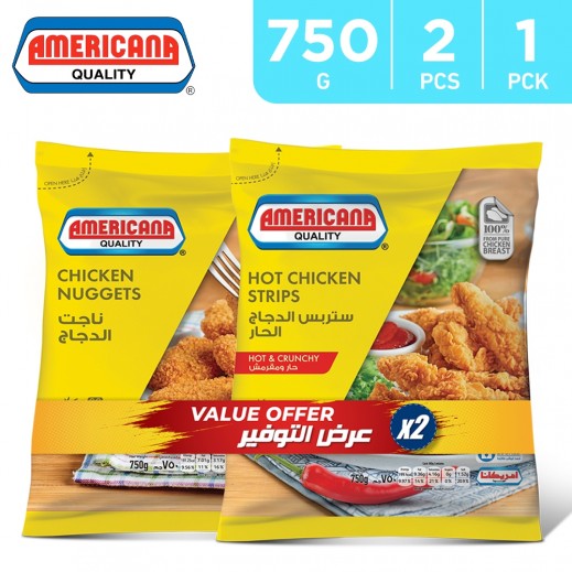 Buy Americana Frozen Hot Chicken Strips + Nuggets (2 x 750 g) توصيل