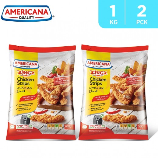 Americana Frozen Hot & Crunchy Chicken Breast Strips 2 x 1 kg